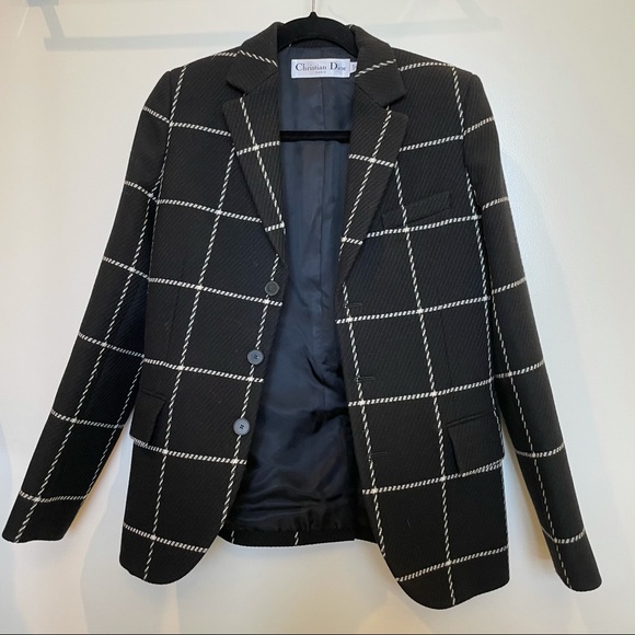 Christian Dior black and white tailored blazer